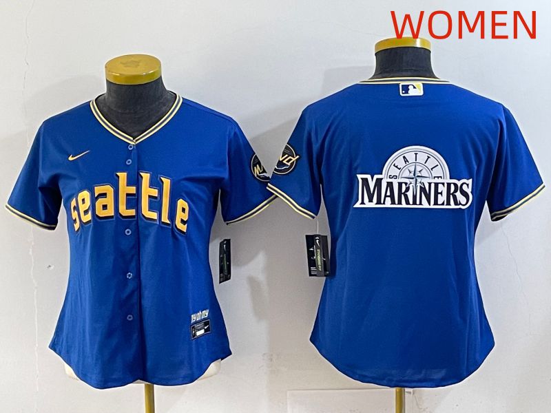 Women 2025 Seattle Mariners Blank Blue City Edition Nike MLB Jersey style 11